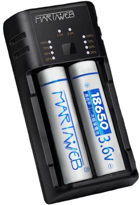 MARTAWEB 18650 電池充電器與鋰電池組, 1套裝, 2個