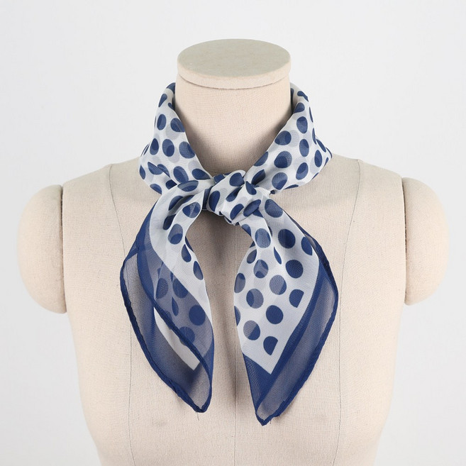 에스랑제이 도트 패턴 쁘띠 스카프 여성 사각 쉬폰 스카프 데일리 패션