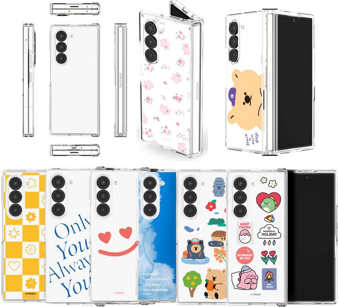 폰폰 갤럭시 Z폴드4(F936) / Z폴드5(F946) / Z폴드6(F956) 힌지보호 투명. 디자인 클리어 하드 휴대폰 케이스