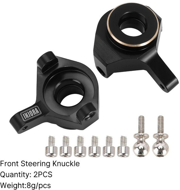 INJORA 헤비 블랙 코팅 황동 카운터 스티어링 너클 휠 헥스 1/24 RC 크롤러 자동차 축 SCX24 업그레이드 부품, Steering Knuckle