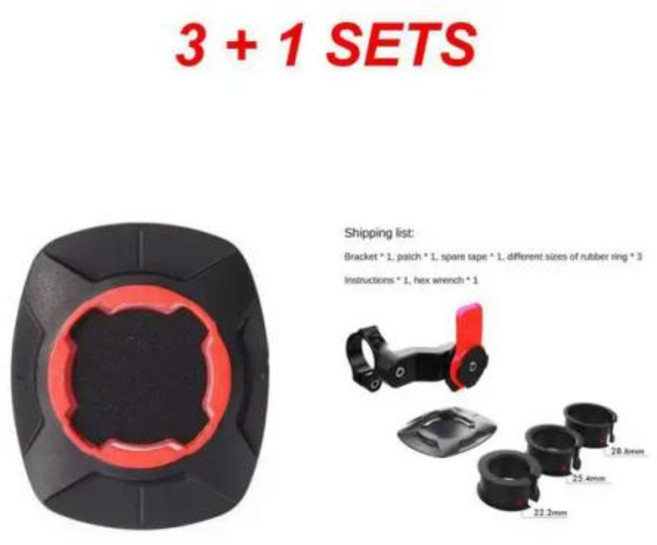 오토바이 자전거 폰 거치대 스탠드 쿼드 락 ° 회전 내비게이션 지지대 브래킷, 1개