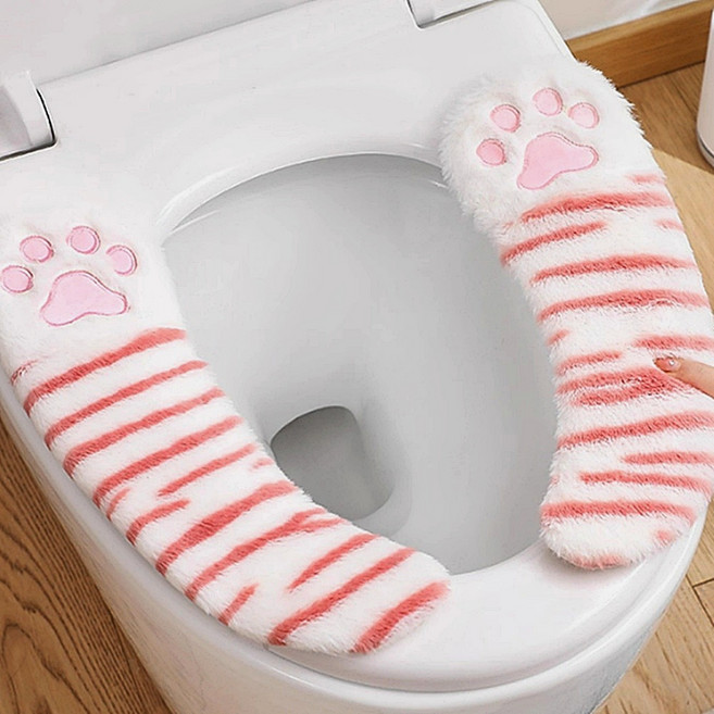 하니월드 따뜻한 발바닥 기모 변기커버시트, 핑크, 1개