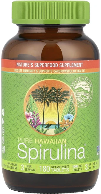 행복하고 건강하게 Nutrex Hawaii 순수 Hawaiian Spirulina® 스피어민트 1000mg 180정 백년회로하세요, NutrexHawaii순수HawaiianSpirulin, 1개 - 쿠팡