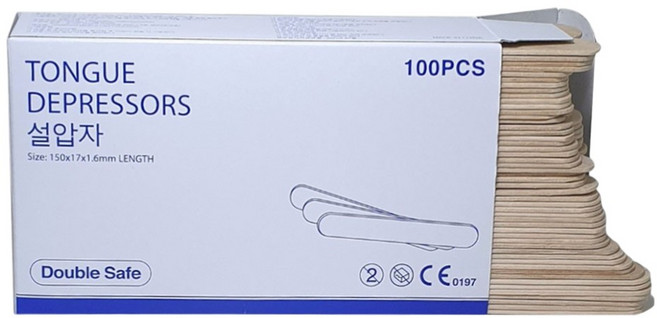더블세이프 혀누르개 나무 스파츌라 150mm 대 100개입, 1박스