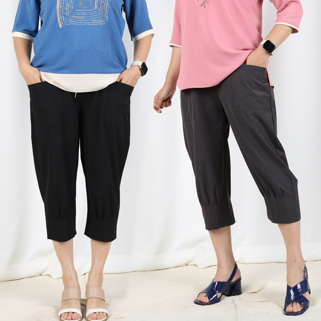 엄마여름바지 9부8부팬츠 쿨스판 빅사이즈 여성의류 할머니옷 작업바지 운동바지