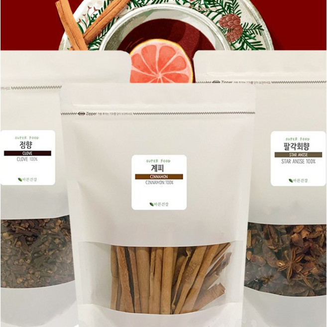 [뱅쇼세트] 시나몬스틱400g + 정향50g + 팔각향50g 뱅쇼만들기 재료 (지퍼백), 3세트