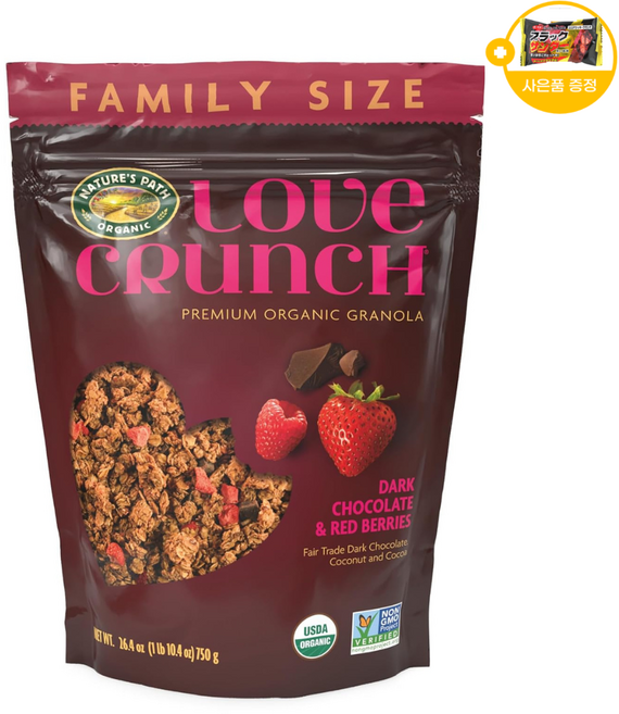네이쳐스 패스 러브 크런치 프리미엄 그래놀라 다크 초콜릿 앤 레드 베리 사은품 추가증정, 1개, 325g