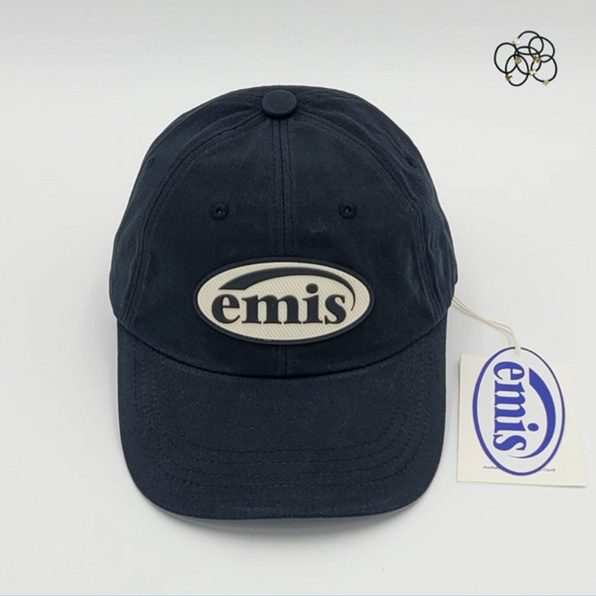 [국내매장판] 이미스 모자 러버 패치 볼캡 블랙 + 머리끈