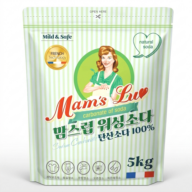 맘스럽 워싱소다 탄산소다 초강력 세탁보조제 100% 탈취인증, 5kg, 1개