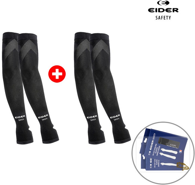 아이더 safety UV CUT 쿨토시 손등형 1+1, 블랙+블랙, 1세트