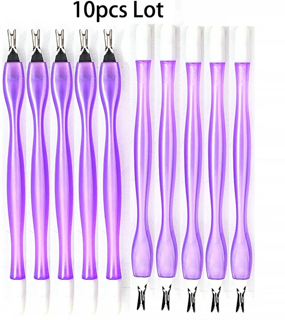 더블 엔드 네일 아트 포크 큐티클 리무버 니퍼 푸셔 트리머 스테인레스 스틸 페디큐어 네일 케어 네일 도구, 01 10pcs