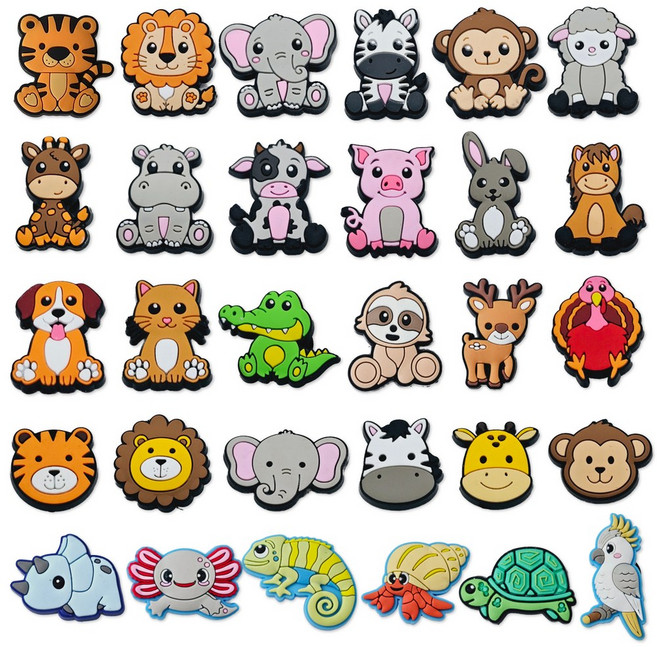 젤리포크 동물원 사자 기린 코끼리 악어 강아지 호랑이 파츠 참 신발 악세사리 실내화 꾸미기