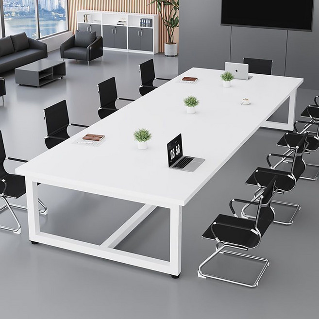 사무실 회의실 사각 회의 테이블 상담 세미나 연수용 책상, 화이트 상판+화이트 다리