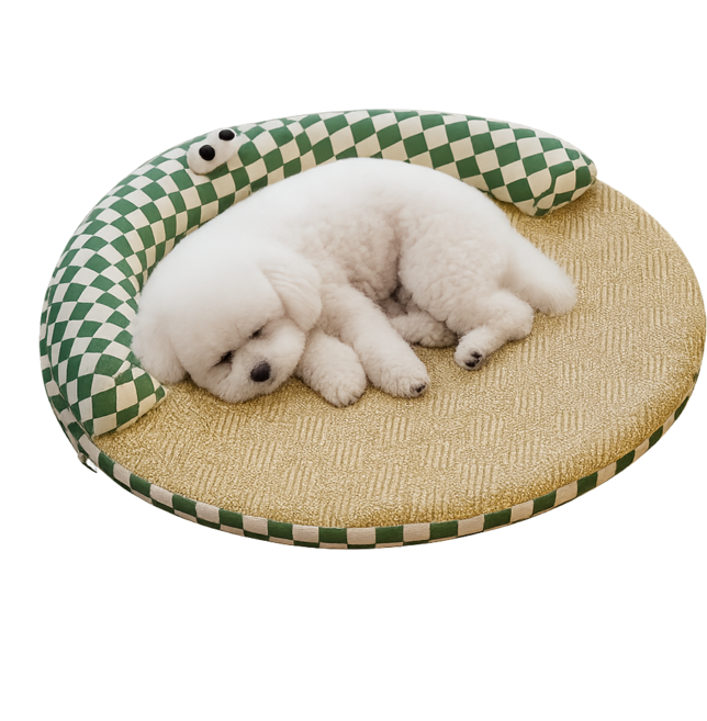 블락키드 등받이 받침 애견 방석, 1개, 체크무늬