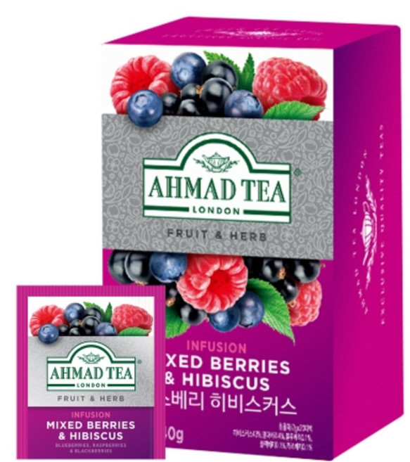 아마드티 믹스베리 앤 히비스커스 허브차 티백, 2g, 20개입, 6개