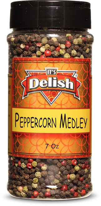 잇츠 디리시 통 후추 메들리 블랙·그린·화이트·핑크 혼합 (올-내추럴) Whole Peppercorn Medley By Its Delish 7 Oz. Medium Jar, 1개, 1g