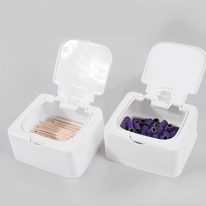 베리홈 원터치 미니 보관함 면봉 머리끈 화장솜 케이스, 화이트, 1개