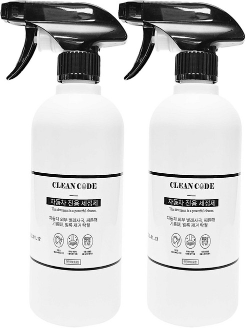 클린코드 자동차 버그크리너 찌든때 페인트자국 휠세정 송진 새똥 타르 등 다목적 외부 세정, 2개, 500ml