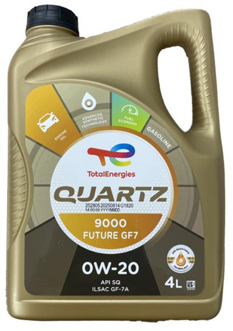토탈쿼츠 9000 퓨처 0W20 SQ 4L 가솔린 엔진오일, 1개, 토탈쿼츠 9000 퓨처 0W20 4L