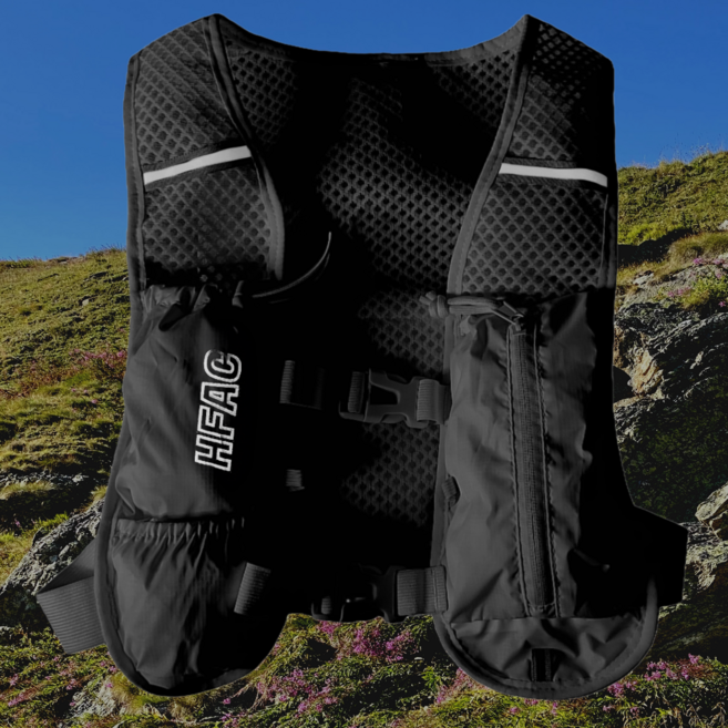 HFAC 러닝조끼 베스트 트레일 등산 러닝 마라톤 경량 가방, 블랙