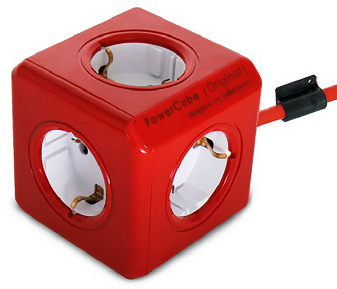 파워큐브 익스텐디드 컬러 멀티탭 5구, 1.5m, 레드, 1개