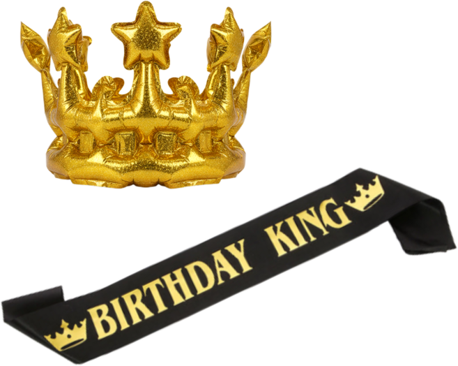 베르트폴 생일파티 왕관 어깨띠 세트, 1세트, 블랙