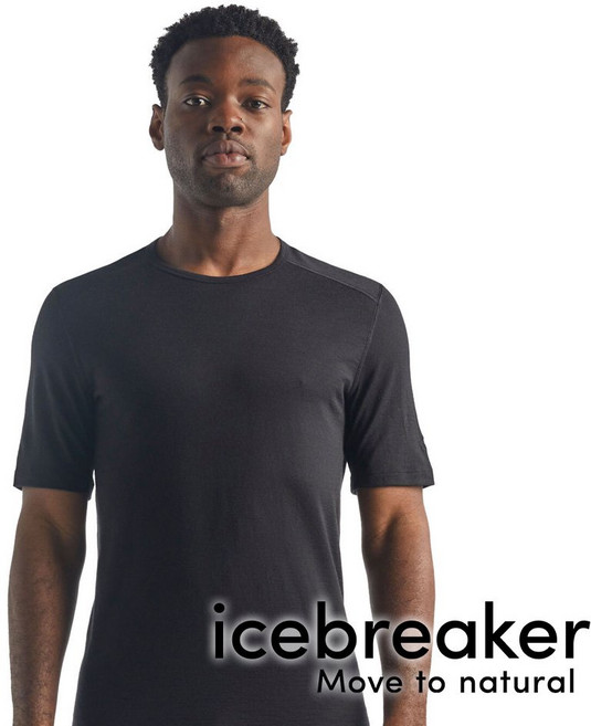 icebreaker OASIS 男 羊毛圓領短袖上衣 BF200 黑