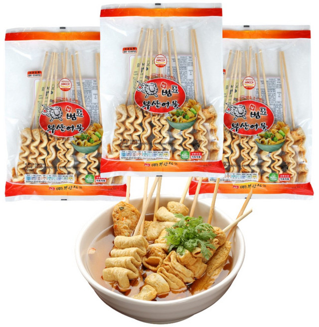 범표어묵 캠핑어묵 어묵탕 밀키트 꼬불이 꼬치어묵 500g * 3봉