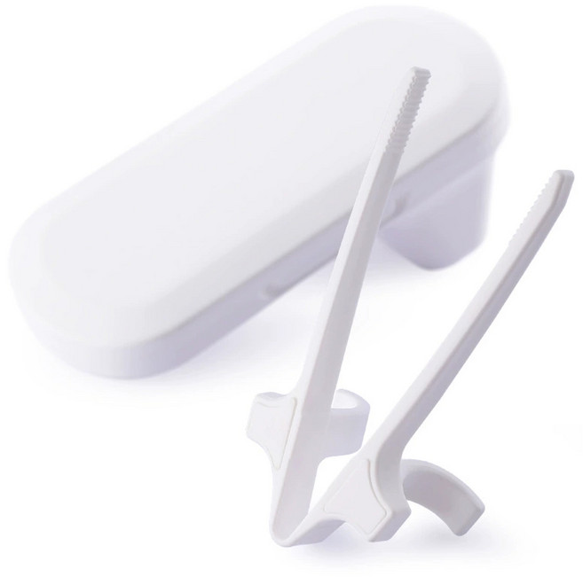 게이밍 과자 집게 과자먹는 간식 스낵 젓가락 4개세트, 화이트 수납함 1세트, 1개