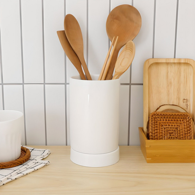 블룸엣홈 퓨어 1구 수저통, 모던화이트, 1세트