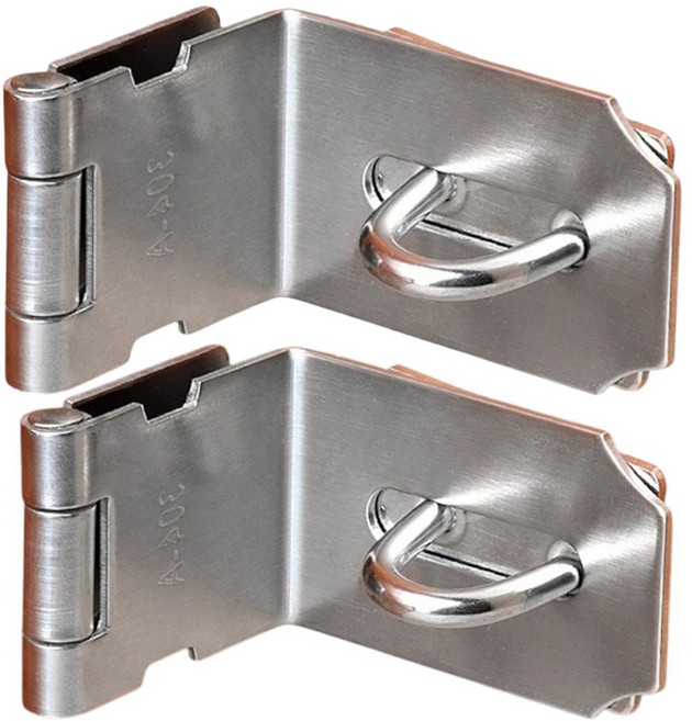 바이트 스테인리스 90도 ㄱ자 경첩 잠금장치 보안 자물쇠 걸쇠, 2개입, 실버