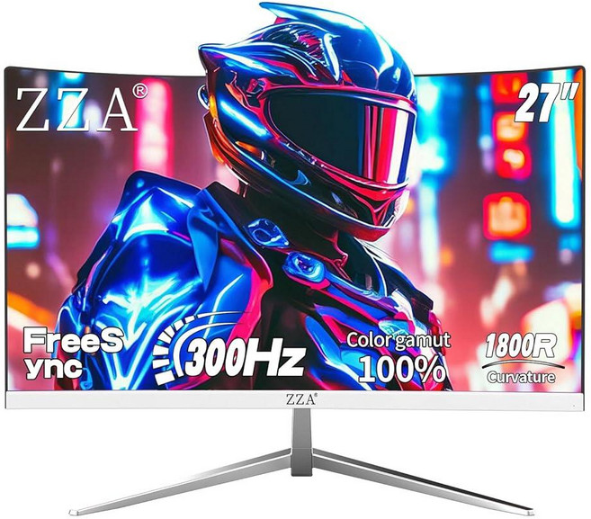 ZZA 24.5인치 FHD 1920x1080 120Hz 곡선형 게이밍 모니터 3000R 곡률 VA 패널 1ms MPRT AMD FreeSync 초박형 베젤 아이 케어, 27 inch curved monitor