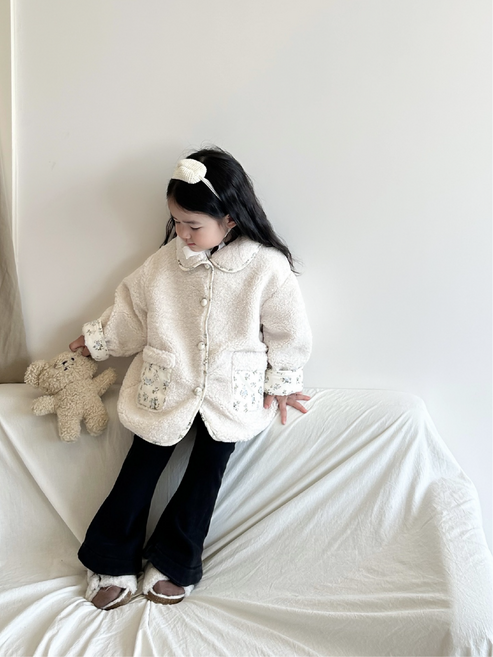 플라워덤블자켓 점퍼 유아 간절기패딩 겨울 등원룩 아기 아우터 가을 키즈