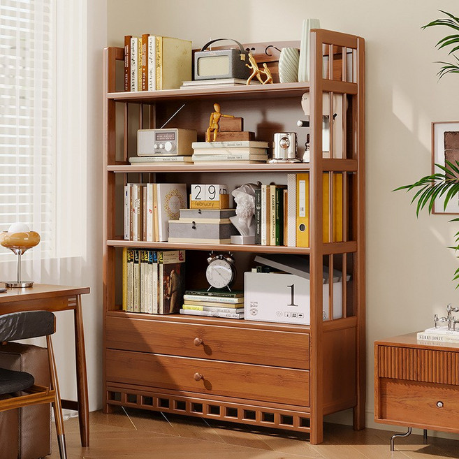 심플한 바닥형 수납장 도서관 서재 대용량 조립식책장 가정용 수납 정리대 700 500, 5단, 짙은 갈색