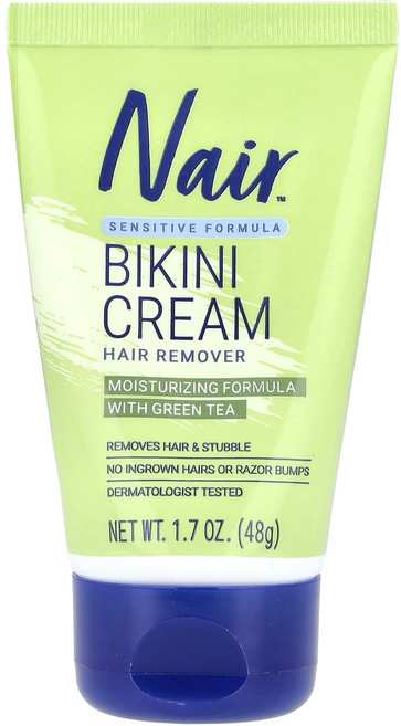 Nair 헤어 리무버 비키니 크림 민감성 포뮬러 녹차 함유 48g(1.7oz), 1개