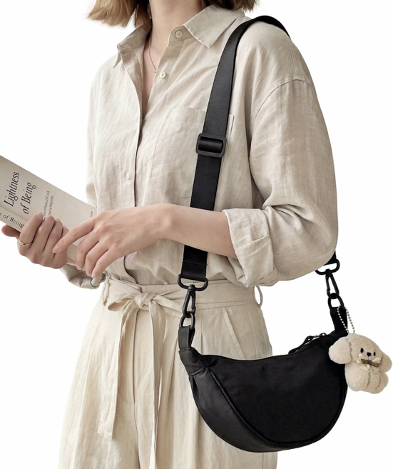 듀엘라 나일론 여성 미니 크로스백 여행용 가벼운 반달 데일리 경량 방수 여자 미니백