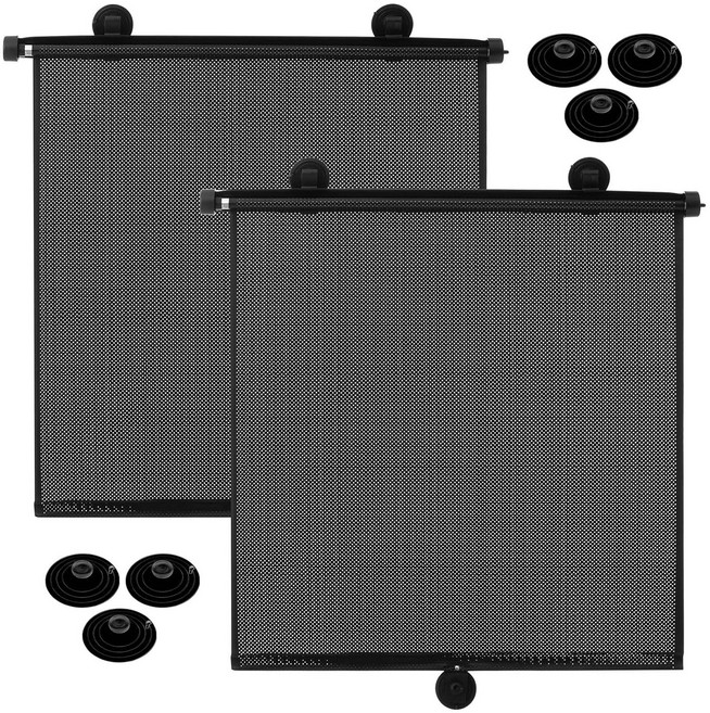 자동차 사이드 윈도우 햇빛가리개 엑스트라 와이드 접이식 쉐이드 UV 차단 블랙 55.9x61cm, 1개, 16 x 18 인치