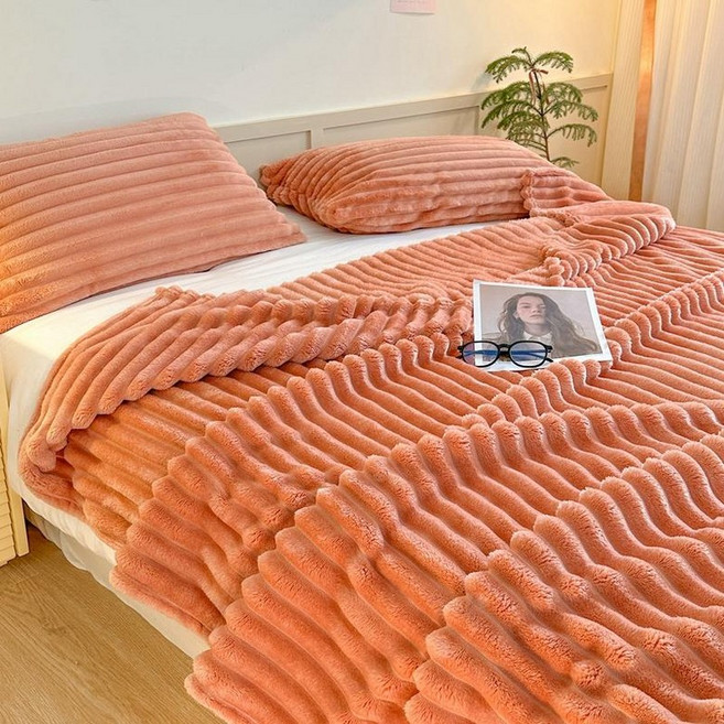 단일 소파 커버 벨벳 낮잠 사무실 토끼 몽글몽글 담요 침대