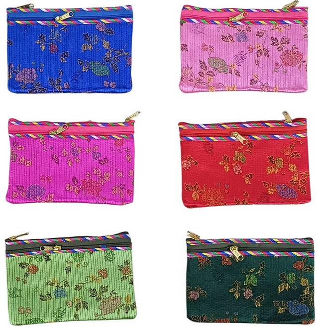 누비 2지퍼 사각 동전지갑 중 가로13cm 파우치 한복지갑 카드 세뱃돈 외국인선물 한국기념품 전통공예