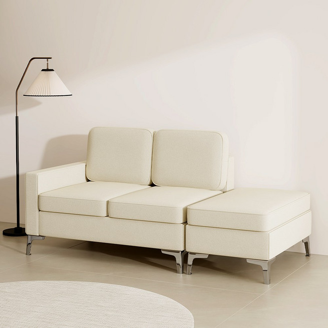 하이피러브 페브릭 2인용 멀티소파 스툴 구성, 오트밀베이지(우형)