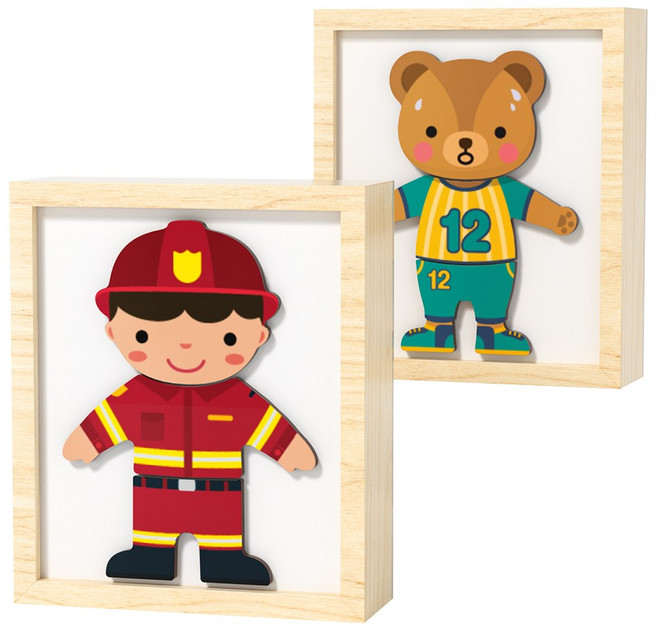 고려베이비 곰돌이 옷입히기 직업놀이 자석놀이 원목퍼즐 자석교구, 36피스, 1세트