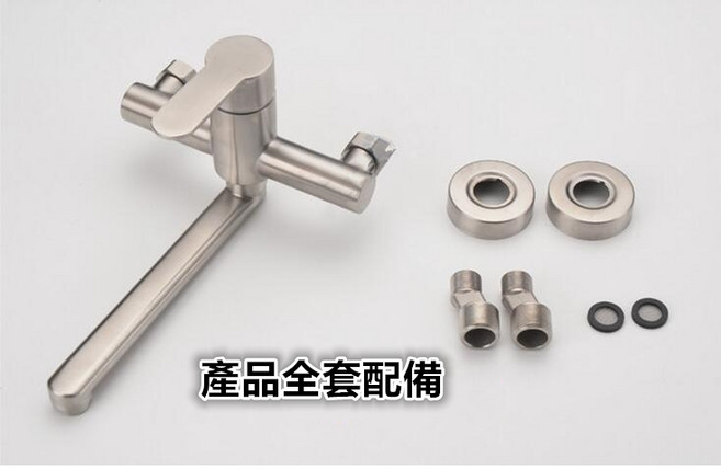 304不銹鋼壁式冷熱萬向龍頭, 1個, 304不銹鋼K3029入牆式冷熱長嘴龍頭