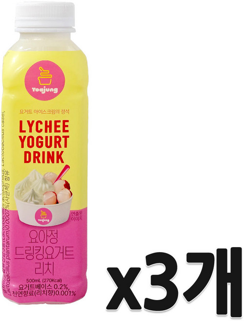 요아정 드링킹요거트 리치, 3개, 500ml
