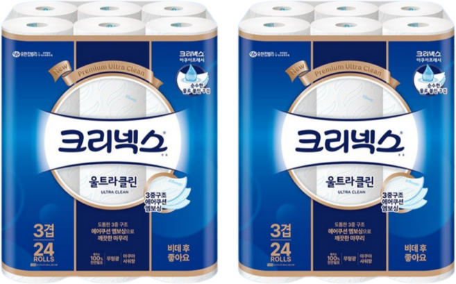 크리넥스 울트라클린 3겹 25m 24롤 2팩, 1개
