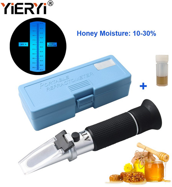 굴절계 Yieryi 물 30 꿀 10 ATC 농도 측정기 휴대용 수분 포함 보정 액체, Plastic box, 1개, 2.Plastic box