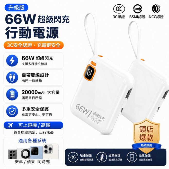 防爆電芯 固態防爆電池【可上飛機 3CCC認證 74wh標識】當天寄出 兩年保固 20000mAh 行動電源 PD快充, 陶瓷白, N/A