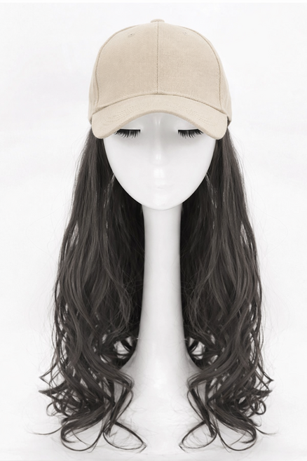 키밍 일체형 모자가발 긴머리 롱웨이브, 1개, 블랙브라운