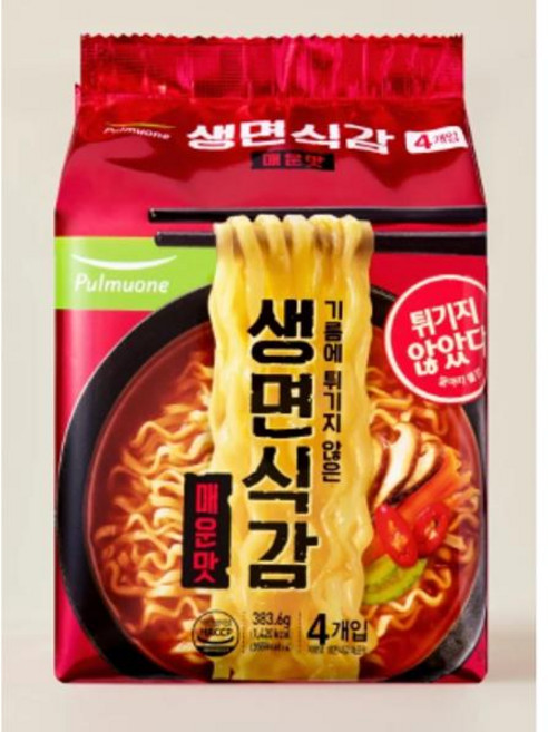 풀무원 자연 건면 생면식감 매운맛(4개입), 383.6g