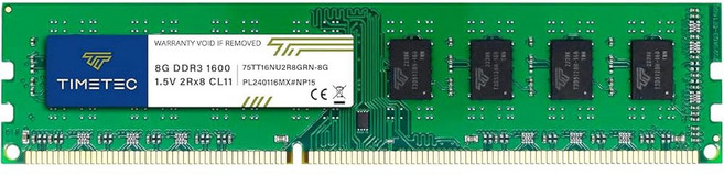 Timetec 16GB KIT(2x8GB) DDR3 1600MHz (DDR3-1600) PC3-12800 (PC3-12800U) Non-ECC 언버퍼드 1.5V CL11 2Rx, DDR3 8GB