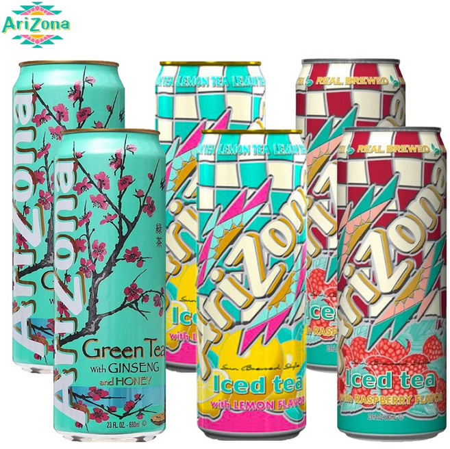 예이니식품 아리조나 그린티 아이스티 인기3종 각2캔씩 세트 (총6캔x650ml) 유튜브주스음료수, 1세트, 680ml